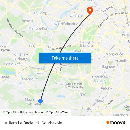 Villiers-Le-Bacle to Courbevoie map
