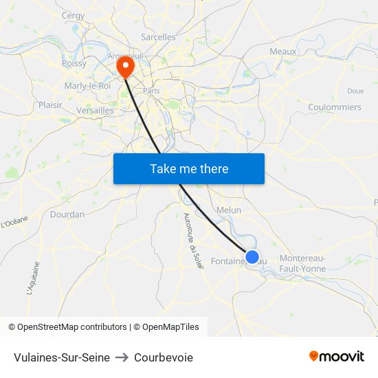 Vulaines-Sur-Seine to Courbevoie map