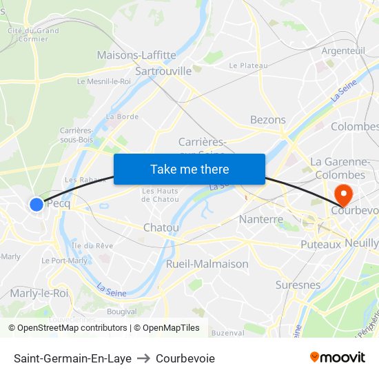 Saint-Germain-En-Laye to Courbevoie map