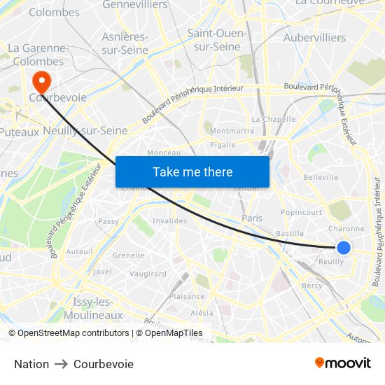 Nation to Courbevoie map