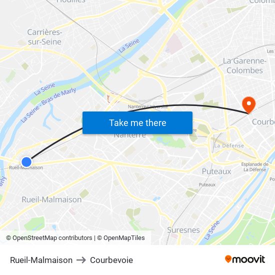 Rueil-Malmaison to Courbevoie map