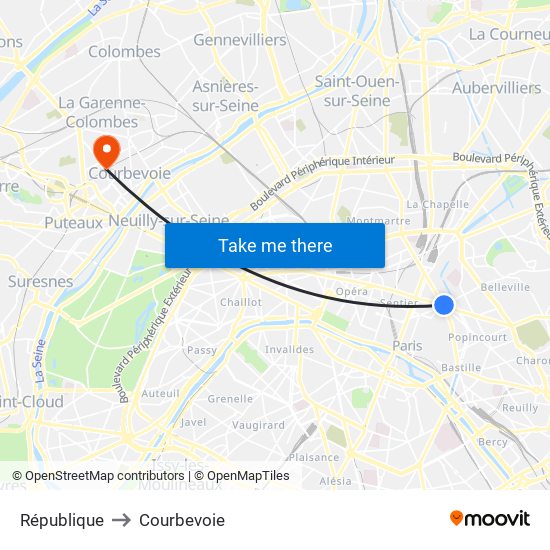 République to Courbevoie map