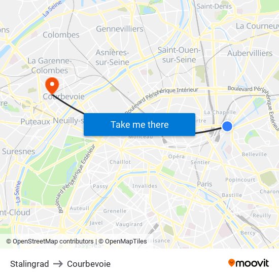 Stalingrad to Courbevoie map