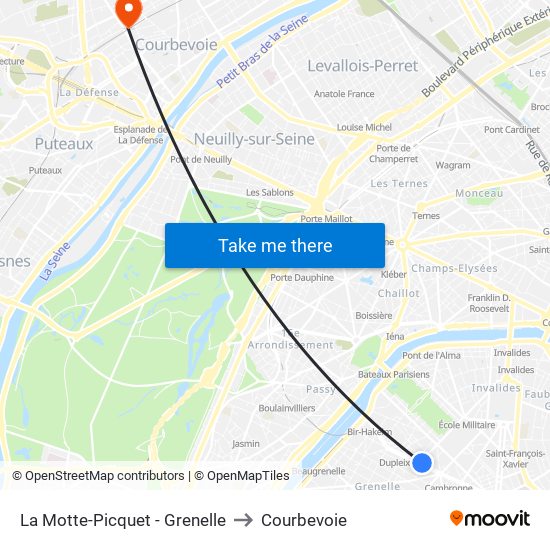 La Motte-Picquet - Grenelle to Courbevoie map