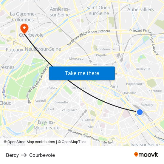 Bercy to Courbevoie map