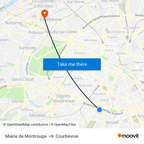 Mairie de Montrouge to Courbevoie map