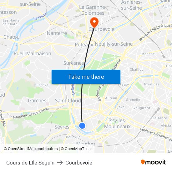 Cours de L'Ile Seguin to Courbevoie map