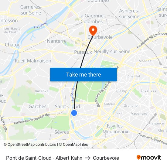 Pont de Saint-Cloud - Albert Kahn to Courbevoie map