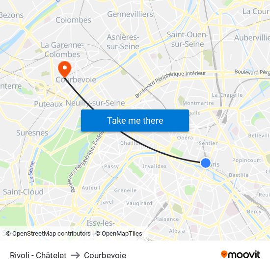 Rivoli - Châtelet to Courbevoie map