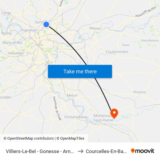 Villiers-Le-Bel - Gonesse - Arnouville to Courcelles-En-Bassee map