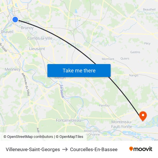 Villeneuve-Saint-Georges to Courcelles-En-Bassee map