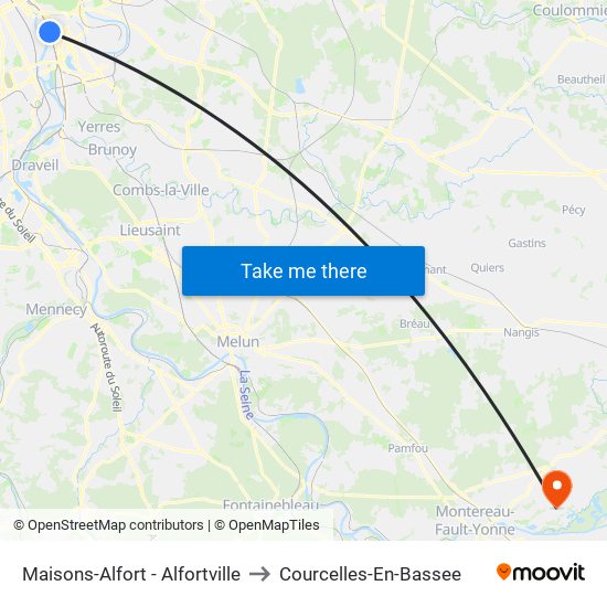 Maisons-Alfort - Alfortville to Courcelles-En-Bassee map