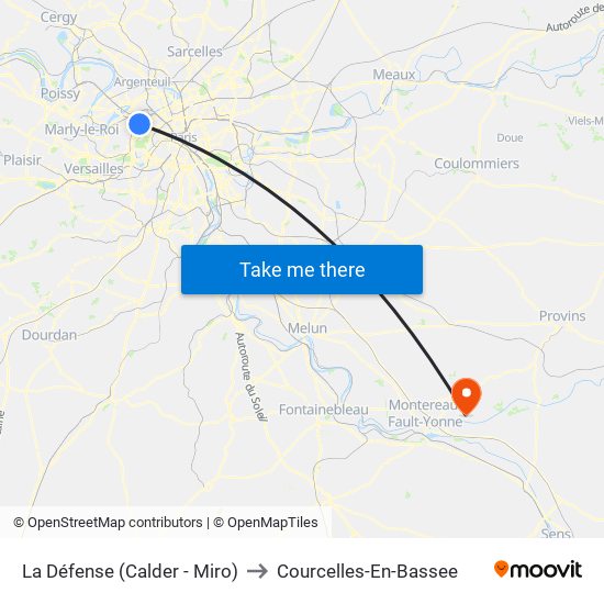 La Défense (Calder - Miro) to Courcelles-En-Bassee map