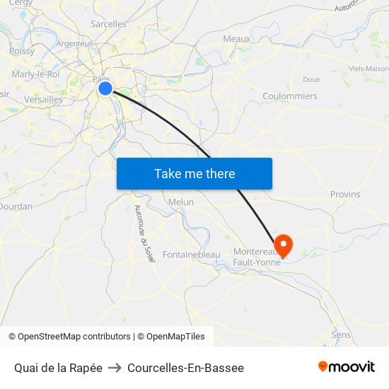 Quai de la Rapée to Courcelles-En-Bassee map