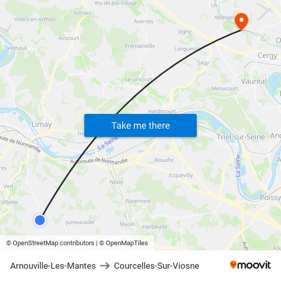 Arnouville-Les-Mantes to Courcelles-Sur-Viosne map