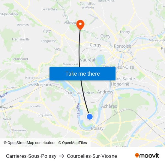 Carrieres-Sous-Poissy to Courcelles-Sur-Viosne map