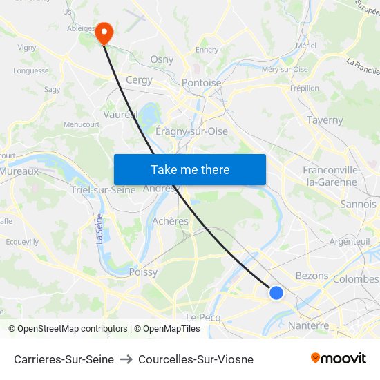 Carrieres-Sur-Seine to Courcelles-Sur-Viosne map