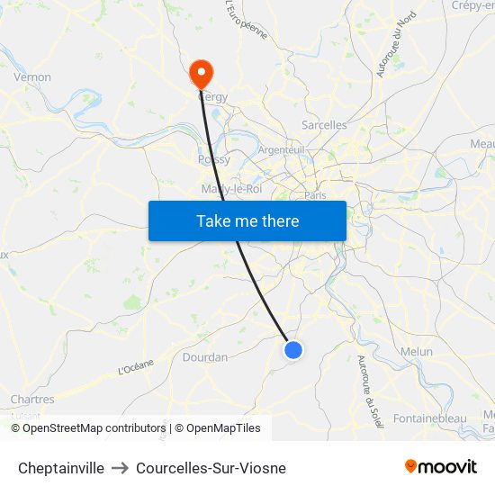 Cheptainville to Courcelles-Sur-Viosne map