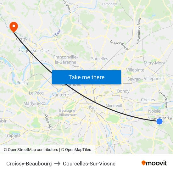 Croissy-Beaubourg to Courcelles-Sur-Viosne map