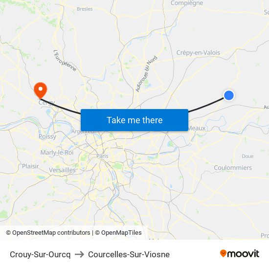 Crouy-Sur-Ourcq to Courcelles-Sur-Viosne map