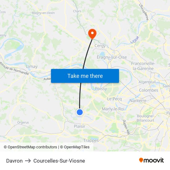 Davron to Courcelles-Sur-Viosne map