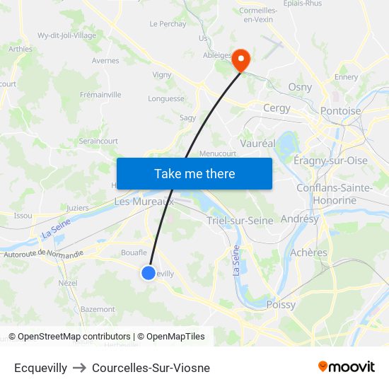 Ecquevilly to Courcelles-Sur-Viosne map