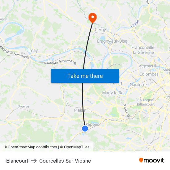 Elancourt to Courcelles-Sur-Viosne map