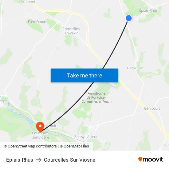 Epiais-Rhus to Courcelles-Sur-Viosne map