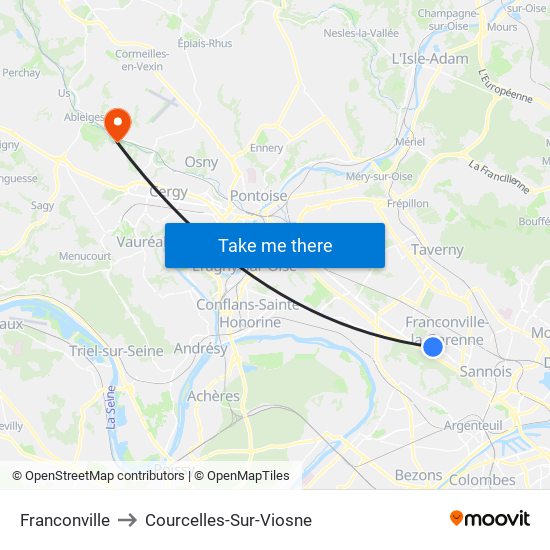 Franconville to Courcelles-Sur-Viosne map