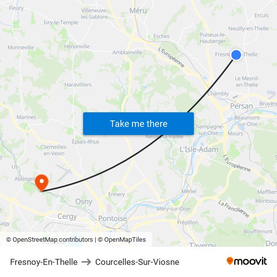 Fresnoy-En-Thelle to Courcelles-Sur-Viosne map