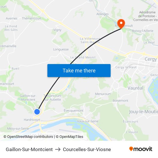 Gaillon-Sur-Montcient to Courcelles-Sur-Viosne map