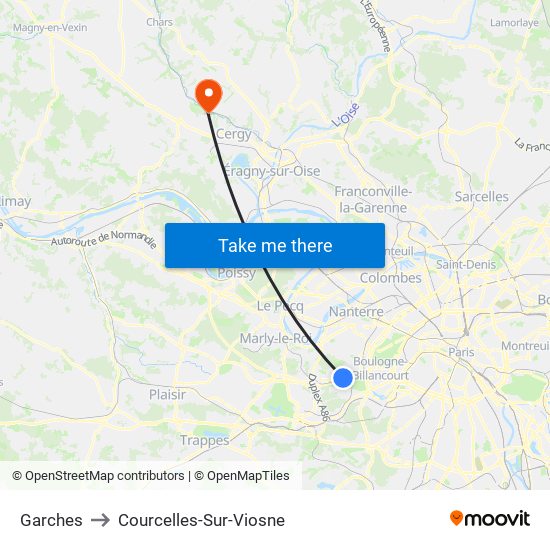 Garches to Courcelles-Sur-Viosne map