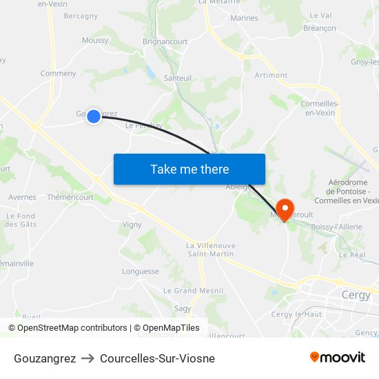 Gouzangrez to Courcelles-Sur-Viosne map