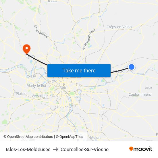 Isles-Les-Meldeuses to Courcelles-Sur-Viosne map