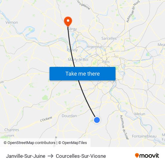 Janville-Sur-Juine to Courcelles-Sur-Viosne map