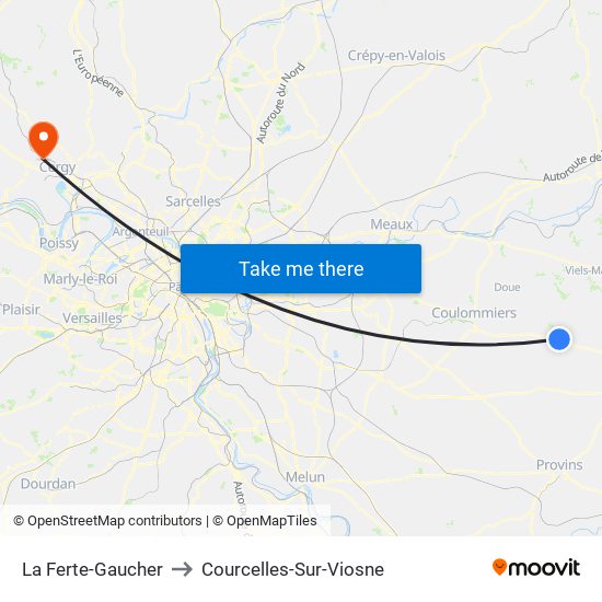 La Ferte-Gaucher to Courcelles-Sur-Viosne map