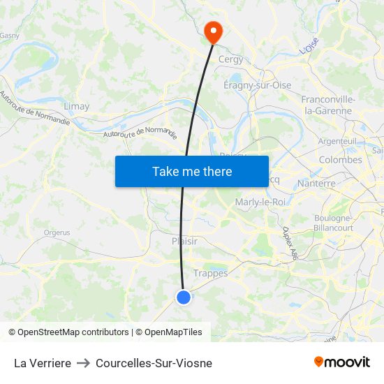La Verriere to Courcelles-Sur-Viosne map