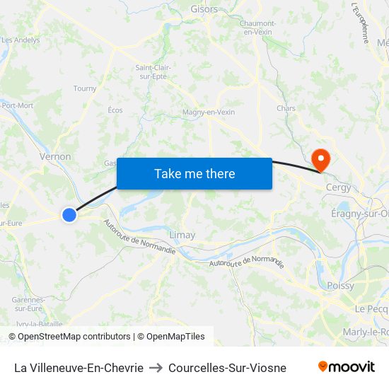 La Villeneuve-En-Chevrie to Courcelles-Sur-Viosne map