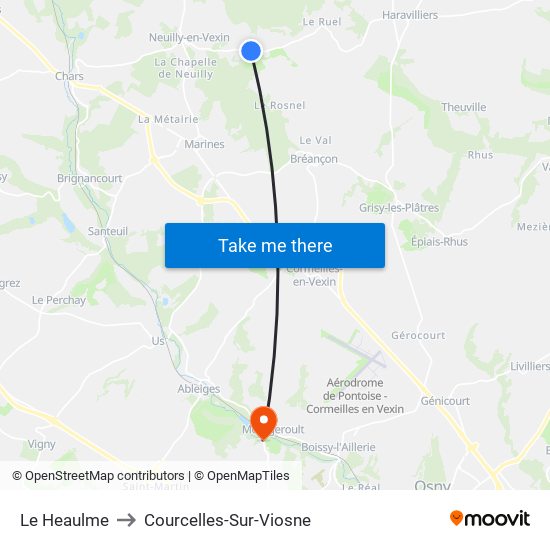Le Heaulme to Courcelles-Sur-Viosne map