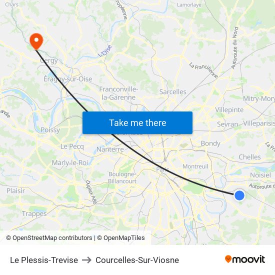 Le Plessis-Trevise to Courcelles-Sur-Viosne map