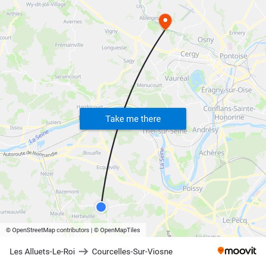 Les Alluets-Le-Roi to Courcelles-Sur-Viosne map