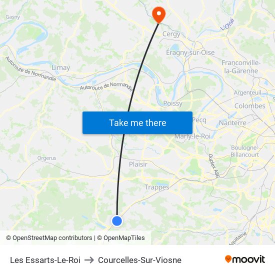 Les Essarts-Le-Roi to Courcelles-Sur-Viosne map