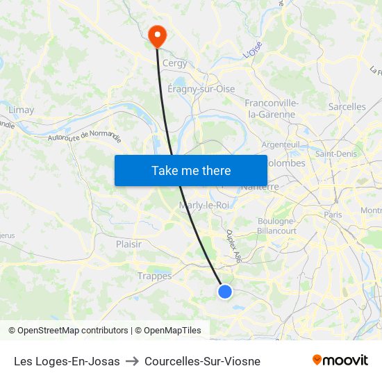 Les Loges-En-Josas to Courcelles-Sur-Viosne map
