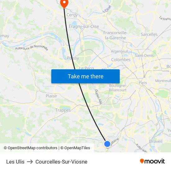 Les Ulis to Courcelles-Sur-Viosne map