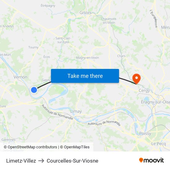 Limetz-Villez to Courcelles-Sur-Viosne map