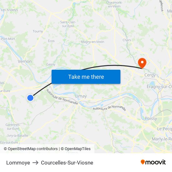 Lommoye to Courcelles-Sur-Viosne map