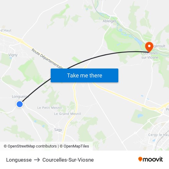 Longuesse to Courcelles-Sur-Viosne map