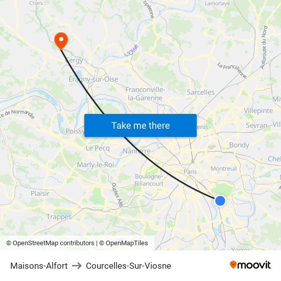 Maisons-Alfort to Courcelles-Sur-Viosne map