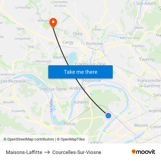 Maisons-Laffitte to Courcelles-Sur-Viosne map