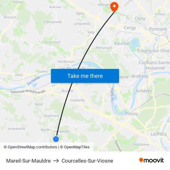 Mareil-Sur-Mauldre to Courcelles-Sur-Viosne map
